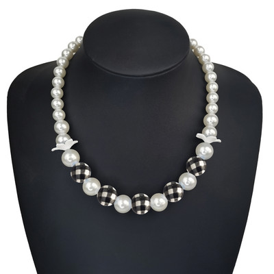 Klasiska korejiešu eleganta sieviešu pērļu kaklarota koka leoparda pleds krelles kaklarota vairumtirdzniecība kakla rotaslietas aksesuāri dāvanas