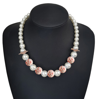 Klasiska korejiešu eleganta sieviešu pērļu kaklarota koka leoparda pleds krelles kaklarota vairumtirdzniecība kakla rotaslietas aksesuāri dāvanas