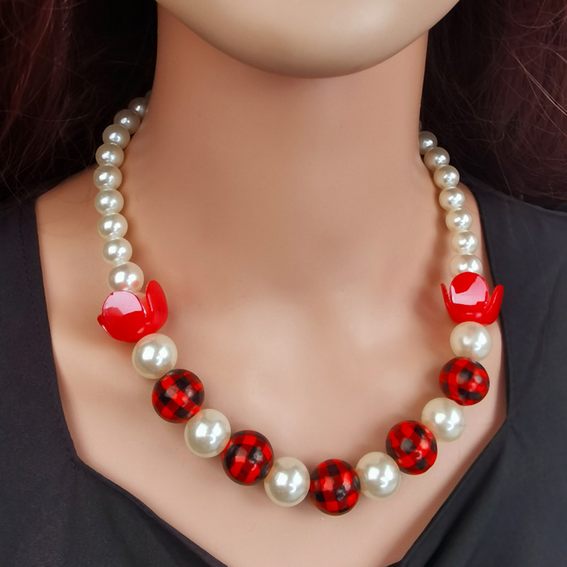 Klasiska korejiešu eleganta sieviešu pērļu kaklarota koka leoparda pleds krelles kaklarota vairumtirdzniecība kakla rotaslietas aksesuāri dāvanas