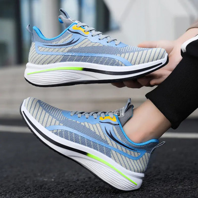 Meeste hingavad jooksujalatsid Võrgust nööriga ümmarguse varbaga kerged jalatsid Uued mugavad paksu tallaga libisemiskindlad tossud