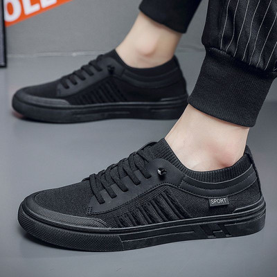 Vīriešu elpojošas kedas Vasaras ikdienišķas kurpes Vieglas, apaļas galvas vienkrāsainas, neslīdošas plakanas Zapatillas Para Hombres