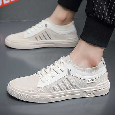 Vīriešu elpojošas kedas Vasaras ikdienišķas kurpes Vieglas, apaļas galvas vienkrāsainas, neslīdošas plakanas Zapatillas Para Hombres