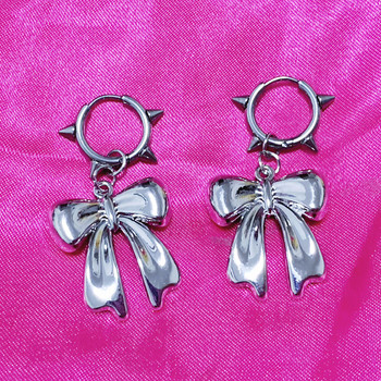 Y2K Bowknot Stud Earrings Корейска мода Сладки обеци за жени Kawaii Jewelry Charms Пънк обеци Аксесоари Goth