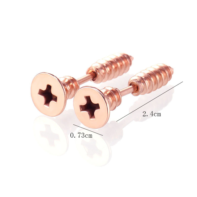 1Pair Punk Fashion Gold Black Krāsains nerūsējošā tērauda nagu skrūvējams auskars sievietēm vīriešiem Helix Ear ķermeņa pīrsings rotaslietas