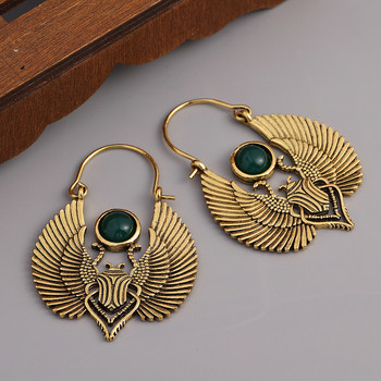 Винтидж египетски вдъхновени дизайни Свещени крила Скарабей Големи обеци с обръчи Жени от циганско племе Златни обеци Подарък за парти