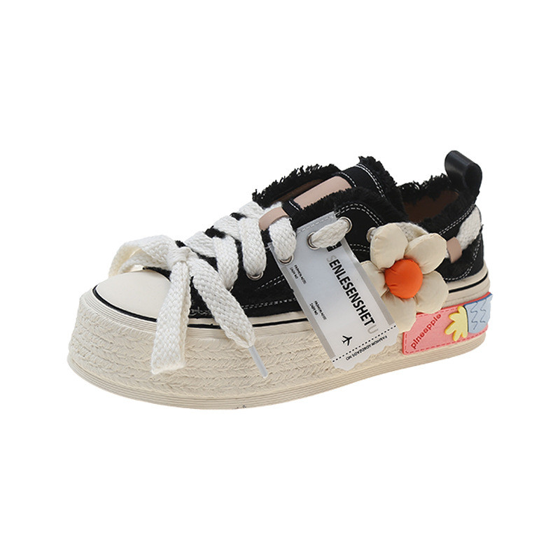 Ženske ležerne platnene cipele s platformom Ženske visoke proljetne New Flashion vulkanizirane ružičaste cvjetne espadrile Teniske ženske tenisice