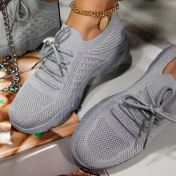 Дишащи мрежести обувки Дамски маратонки 2024 Модни дамски спортни обувки на платформа Големи размери Леки вулканизирани обувки Дамски тенис нови