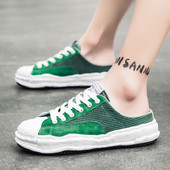 sneakers Ανδρικά νέα casual βαμβακερά ύφασμα Mules Ανδρικά αναπνεύσιμα άνετα υφάσματα Half Loafers Slip-on Half Leisure Καμβά σανδάλια