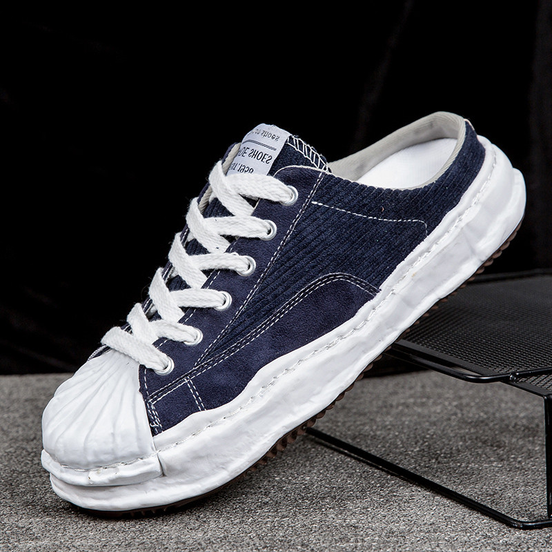 sneakers Ανδρικά νέα casual βαμβακερά ύφασμα Mules Ανδρικά αναπνεύσιμα άνετα υφάσματα Half Loafers Slip-on Half Leisure Καμβά σανδάλια