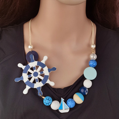 Boho stila koka krelles brīvdienu kaklarota sievietēm Statement stūres bib kaklarotas kuloni