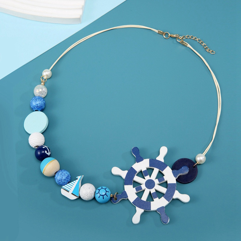 Boho stila koka krelles brīvdienu kaklarota sievietēm Statement stūres bib kaklarotas kuloni