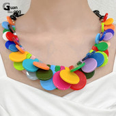 GuanLong jaunas Bohēmijas krāsainas kulonu kaklarotas sievietēm Meiteņu ķēde Daudzkrāsu panku kaklarotas Vasaras ceļojumi Choker rotaslietas