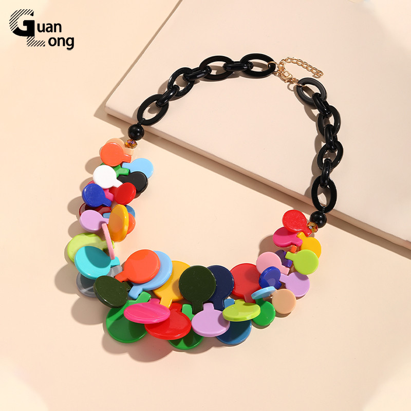 GuanLong jaunas Bohēmijas krāsainas kulonu kaklarotas sievietēm Meiteņu ķēde Daudzkrāsu panku kaklarotas Vasaras ceļojumi Choker rotaslietas