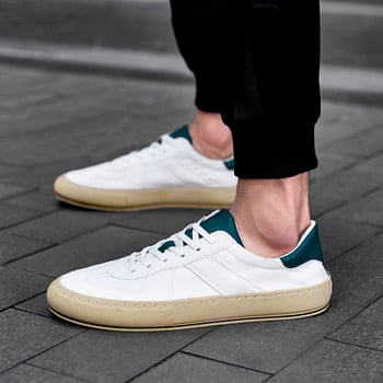 Ανοιξιάτικο Δερμάτινο Λευκό Ανδρικό Casual Flat Sneakers Αντιολισθητικά Βουλκανιζέ Παπούτσια Ανδρικά Απαλά Άνετα Ανδρικά Αθλητικά Παπούτσια