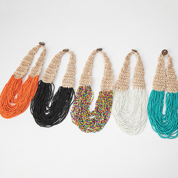Колие с мъниста Цветна оригиналност Многопластово ръчно плетиво Bohemia Adjustable Tide Simple Retro Rice bead ogrlica