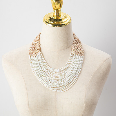 Κολιέ με χάντρες Χρώμα Πρωτοτυπία Πολυστρωματικό πλέξιμο στο χέρι Bohemia Adjustable Tide Simple Retro Κολιέ με χάντρες από ρύζι