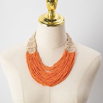 Κολιέ με χάντρες Χρώμα Πρωτοτυπία Πολυστρωματικό πλέξιμο στο χέρι Bohemia Adjustable Tide Simple Retro Κολιέ με χάντρες από ρύζι