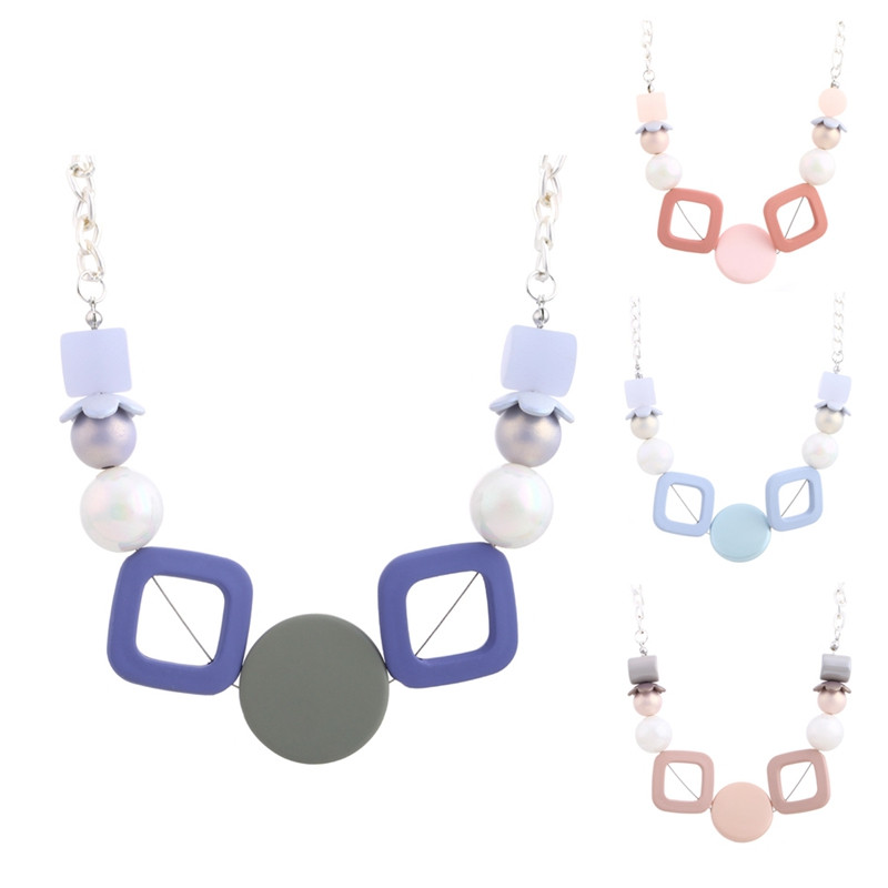 Akrüülist geomeetrilised kommivärvi kaelakeed ja ripatsid naistele Vintage helmestega kaelakee uue disainiga moeehted