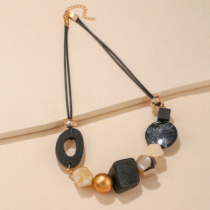 Vintage Ξύλινο Γυναικείο κολιέ με σαλιάρα μόδας Ακρυλικές χάντρες λουλουδιών μενταγιόν κολιέ Γυναικεία γούρια γιακά κοσμήματα