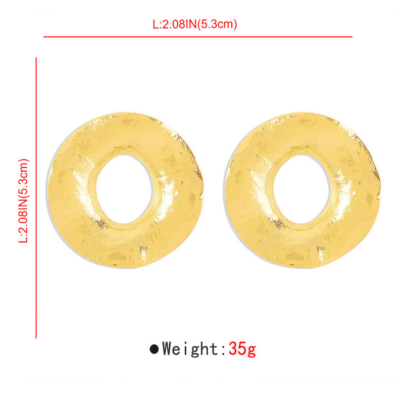Senoviniai perdėto aukso spalvos dideli apskriti auskarai moterims Kūrybiško dizaino lydinio netaisyklingi geometriniai apvalūs auskarai papuošalai