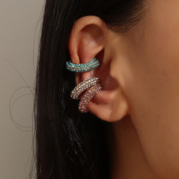 C-образна цветна щипка за уши с кристали за жени Бохемски маншет за ухо Луксозна обеца с щипка Женски бижута Индивидуални аксесоари