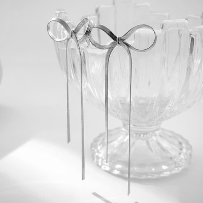 Moodsad pika tutiga vibukõrvarõngad naistele roostevabast terasest lamedast ussiketist vibusõlmest rippkõrvarõngad, ehted, tüdrukute kingitus