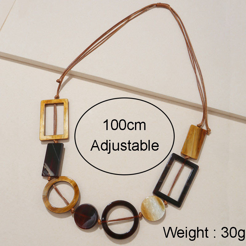 Naiste vanaaegsed geomeetrilised akrüülripatsid kaelakeed Reguleeritav köiskett metallist vaba allergiavastane kaelakee etniline käsitsi valmistatud ehted