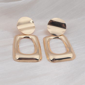 Европейски модни кръгли издълбани квадратни овални капкови обеци за жени Сватбено парти Класически бижута Геометрични метални обеци