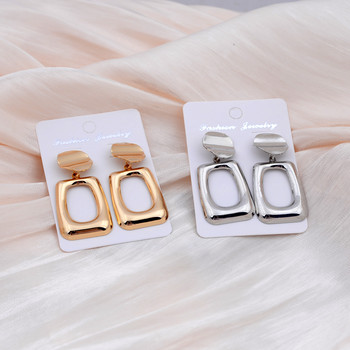 Европейски модни кръгли издълбани квадратни овални капкови обеци за жени Сватбено парти Класически бижута Геометрични метални обеци