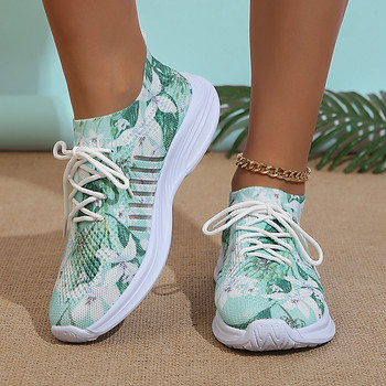 Γυναικεία πλεκτά αθλητικά παπούτσια με στάμπα Rimocy Fashion 2024 Νέα ελαφριά αναπνέοντα φλατ Γυναικεία αντιολισθητικά γυναικεία αθλητικά παπούτσια