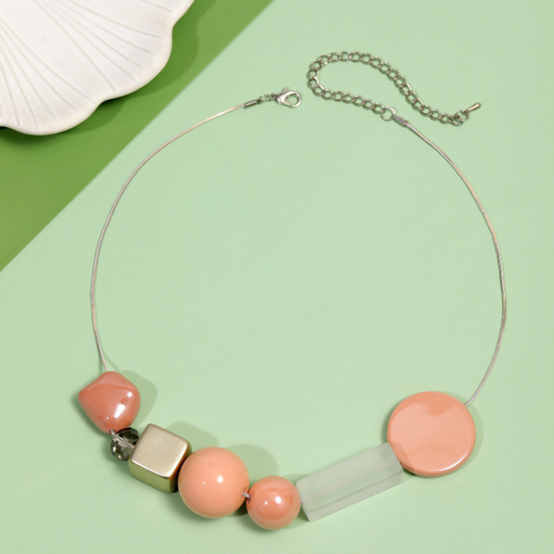 Käsitsi valmistatud geomeetriline akrüülhelmestega ripats kaelakee naistele Pink Statement rinnatüki kaelakeed Trendikas kraega mood ehted