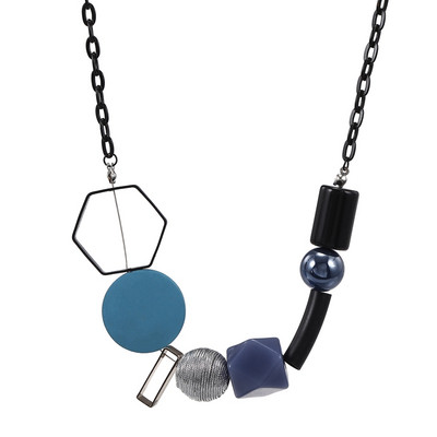 Γυναικείο κολιέ και μενταγιόν από ακρυλικές χάντρες ταιριάζω Γεωμετρικό κολιέ με χάντρες από ξύλο Vintage γυναικεία κοσμήματα για πάρτι δώρου