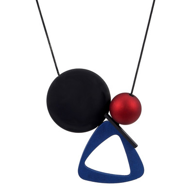 Γυναικείο κολιέ και μενταγιόν από ακρυλικές χάντρες ταιριάζω Γεωμετρικό κολιέ με χάντρες από ξύλο Vintage γυναικεία κοσμήματα για πάρτι δώρου