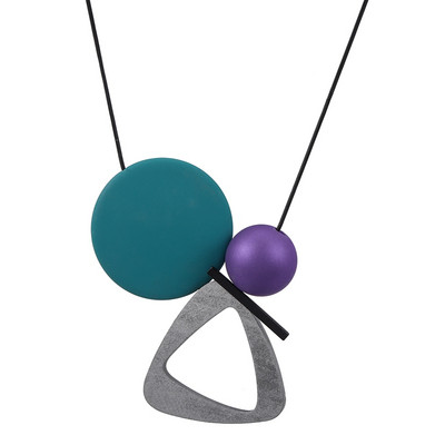 Γυναικείο κολιέ και μενταγιόν από ακρυλικές χάντρες ταιριάζω Γεωμετρικό κολιέ με χάντρες από ξύλο Vintage γυναικεία κοσμήματα για πάρτι δώρου