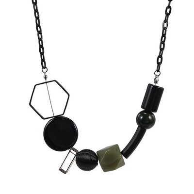 Γυναικείο κολιέ και μενταγιόν από ακρυλικές χάντρες ταιριάζω Γεωμετρικό κολιέ με χάντρες από ξύλο Vintage γυναικεία κοσμήματα για πάρτι δώρου