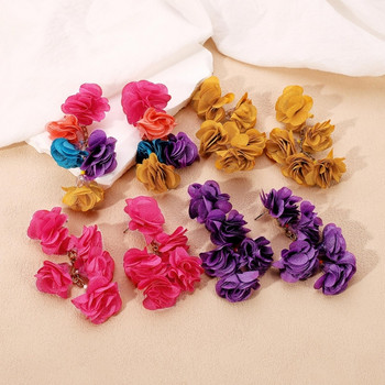 Уникални флорални висящи обеци Дамски плат Симулация на цветя Обеци Бижута