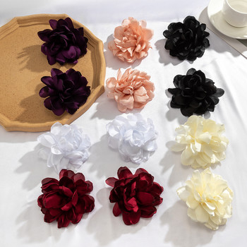 Преувеличени големи пухкави обеци с цветя от плат Дамски обеци с цветя от плат 2023 Модни бижута за уши Сватбени женски