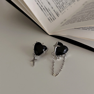 Tume punk vintage metallist kett, rist armastusega kõrvarõngad naistele isikupärastatud hip-hop ühes tükis kõrvaklambrid, luuklambrid peo ehted