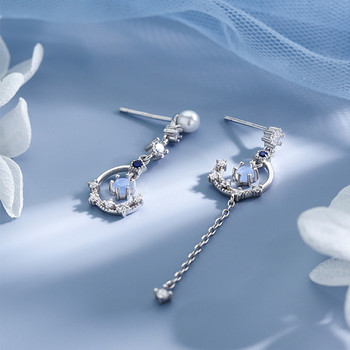 2023 Κορεατικά New Light Luxury Zircon Moon Star Asymmetric Stud σκουλαρίκια για γυναικεία Crystal Cloud Pearl Earring Δώρα για κορίτσια κοσμήματα