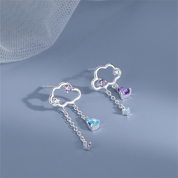 2023 Κορεατικά New Light Luxury Zircon Moon Star Asymmetric Stud σκουλαρίκια για γυναικεία Crystal Cloud Pearl Earring Δώρα για κορίτσια κοσμήματα