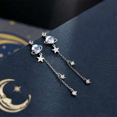 2023 Κορεατικά New Light Luxury Zircon Moon Star Asymmetric Stud σκουλαρίκια για γυναικεία Crystal Cloud Pearl Earring Δώρα για κορίτσια κοσμήματα