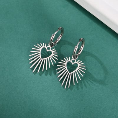 Skyrim Geometric Heart Sundant Drop Earrings Stainless Steel Women Hoop Earring Водоустойчиви модни сватбени бижута на едро