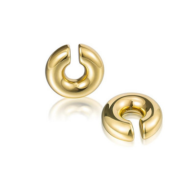 Punk Non Piercing Chunky Circle Clip Σκουλαρίκι για Γυναικεία Χρυσό Χρώμα Στρογγυλή Κλωστή υφή Μανσέτα Αυτιού Χοντρά Earclips Κοσμήματα Δώρα