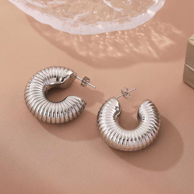 Punk Non Piercing Chunky Circle Clip Σκουλαρίκι για Γυναικεία Χρυσό Χρώμα Στρογγυλή Κλωστή υφή Μανσέτα Αυτιού Χοντρά Earclips Κοσμήματα Δώρα