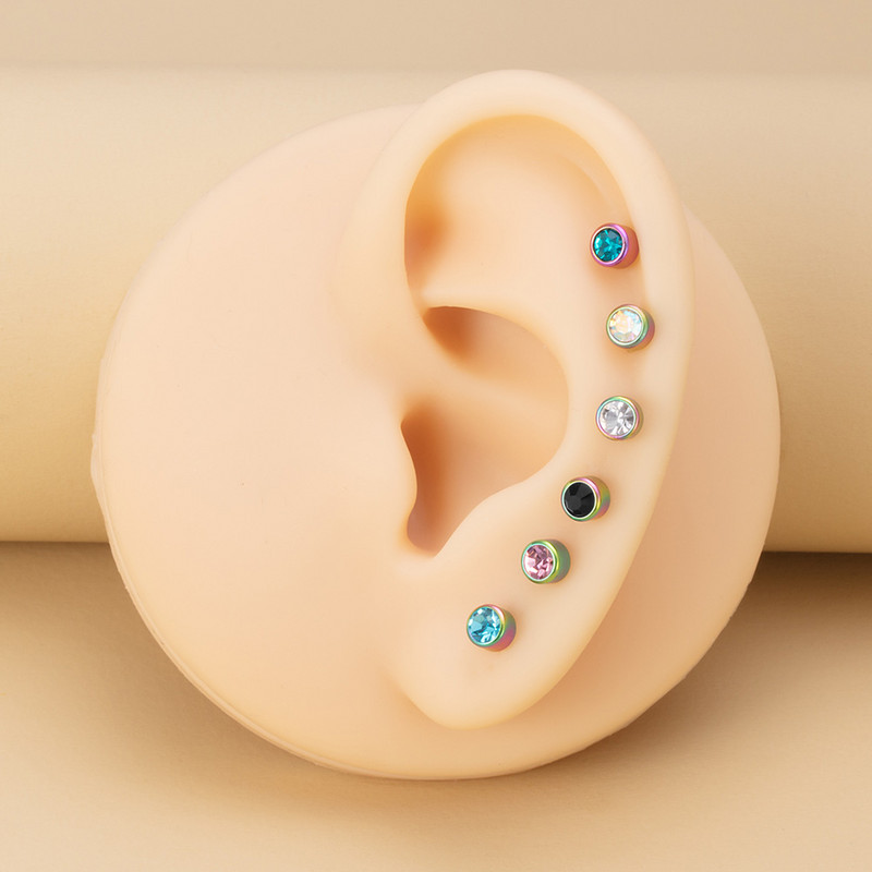 1 ζεύγος ιατρικό κρύσταλλο από ανοξείδωτο ατσάλι με στρογγυλή σφαίρα σκουλαρίκια με καρφιά από κόκκαλο αυτιού Σκουλαρίκι καρφί χόνδρου σκουλαρίκι Ear piercing body κόσμημα