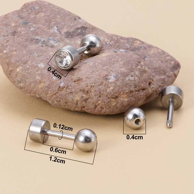 1 ζεύγος ιατρικό κρύσταλλο από ανοξείδωτο ατσάλι με στρογγυλή σφαίρα σκουλαρίκια με καρφιά από κόκκαλο αυτιού Σκουλαρίκι καρφί χόνδρου σκουλαρίκι Ear piercing body κόσμημα