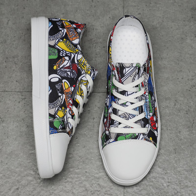 Ανδρικά παπούτσια από καμβά που αναπνέουν Ανδρικά και γυναικεία παπούτσια βουλκανιζέ Παπούτσια κλασικής μόδας Γκράφιτι Ζευγάρι Παπούτσια καμβά ελαφριά αθλητικά παπούτσια