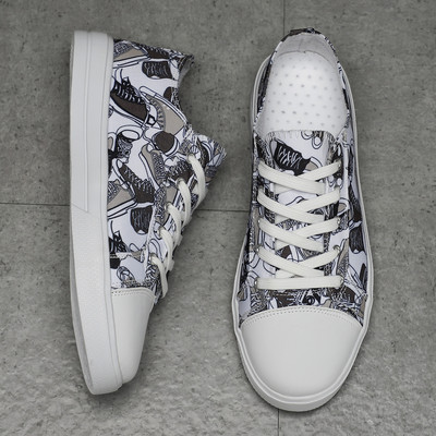 Ανδρικά παπούτσια από καμβά που αναπνέουν Ανδρικά και γυναικεία παπούτσια βουλκανιζέ Παπούτσια κλασικής μόδας Γκράφιτι Ζευγάρι Παπούτσια καμβά ελαφριά αθλητικά παπούτσια