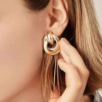 New Personality Metal Drop σκουλαρίκια για γυναίκες Ακανόνιστο υπερβολικό χρυσό χρώμα Γεωμετρικά κούφια σκουλαρίκια πεταλούδα pendientes