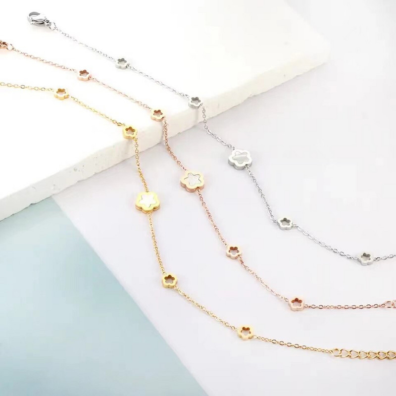 Valge Shelli lilledega kaelakee 2 tk. Naturaalse kestaga kullatud lingiga ripats, tüdrukute armas 2 tk ehtekomplekt